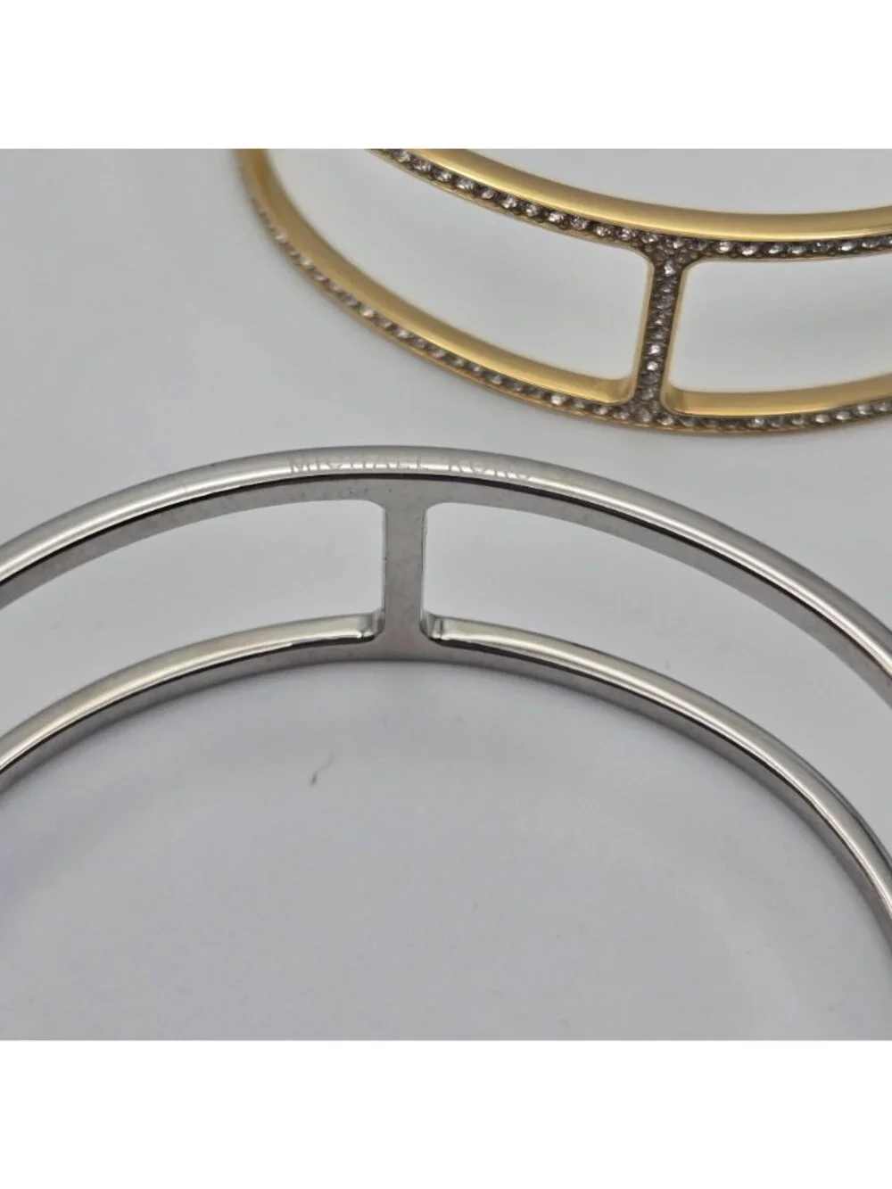 Michael Kors Gold Silver Tone Open Cuff Bracelets Crystal Accents Lot Of 2